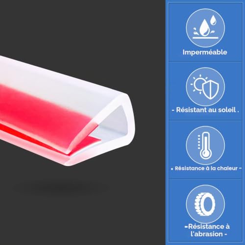 Bordure en caoutchouc transparent, protection autocollante transparente pour tôle, verre ou verre flexible, en silicone, profilé en U de 5 mm, longueur 6 m – vue 5
