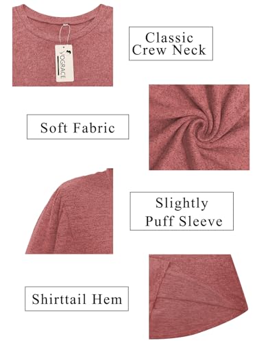 Image of VOGRACE Womens-Plus-Size-Tops Crew Neck Puff Sleeve Shirts Casual Tunic Sweatshirts XL-5XL