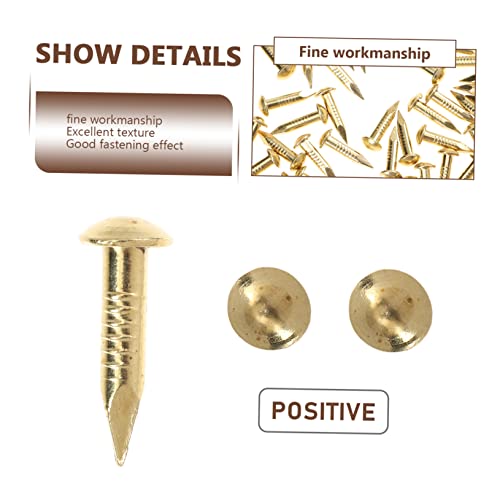 Housoutil Kit de 285 clavos de cobre puro para manualidades y muebles, accesorios con cabeza dorada miniatura 3