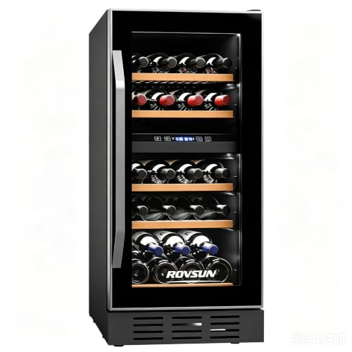ROVSUN 26 Bottle Wine Fridge, Dual Zone Wine & Beverage Refrigerator w/Independent Temp & LED...