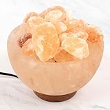 Handcrafted Himalayan Salt Lamp Fire USB Bowl with Salt Rock Lamp Crystals & Wood Base - Rock Salt Lamp Includes Light Bulb | Quality Pink Himalayan Salt Lamps from Pakistan - Image 9