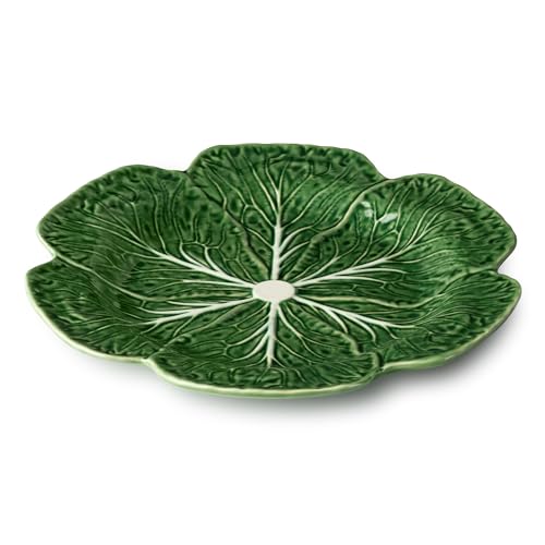 Le Jardin Cabbage 3D 13 ROUND PLATTER Sculpted Green Cabbage Leaf Platter Heirloom-Inspired Stoneware Serveware for Spring & Summer Seasonal Dining and Entertaining