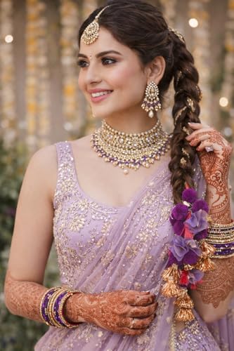 Image of Zippy Flora Handmade Boho Parandi /Paranda /Traditional Hair Accessory Braid Tassles /Hair Extension /Choti (Nisha Parandi (Purple))