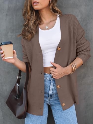 Image of LILLUSORY Women Oversized Cardigan Sweater 2025 Fall Outfits Cloth Fashion V Neck Knit Button Front Casual Trendy Tops