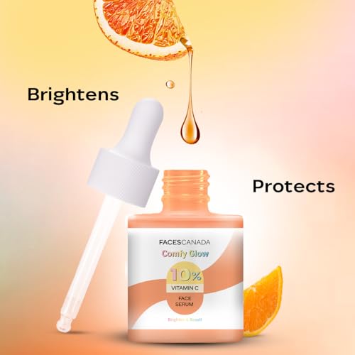 Image of FACES CANADA Comfy Glow 10% Vitamin C Face Serum - 15ml | Brightens Complexion | Dark Spot Reduction | Lightweight | Prevents Premature Aging | Hydrating & Healthier Looking Skin