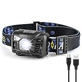 Binwo USB Rechargeable LED Headlamp-High Lumen, Ultra Lightweight, 6 Modes with Adjustable Headband, Waterproof, Perfect for Running, Camping, Hiking, Walking, Fishing, Reading