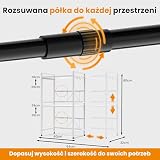 Heldenwunder Regał Mikrofala Regał Kuchenny stojący Stalowy (3-poziomowy) | Regał do Przechowywania Regał Piekarski z regulacją wysokości i długości + instrukcja wideo, haki – Biały