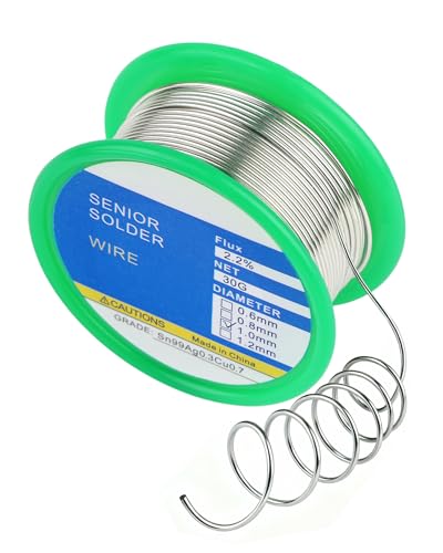 Acual Étain de soudure 1 mm 30g, Étain à Souder Avec Flux, SN99 Ag0.3 Cu0.7, fil a souder sans plomb, Soudure Étain Avec Noyau de Colophane, pour Petite...