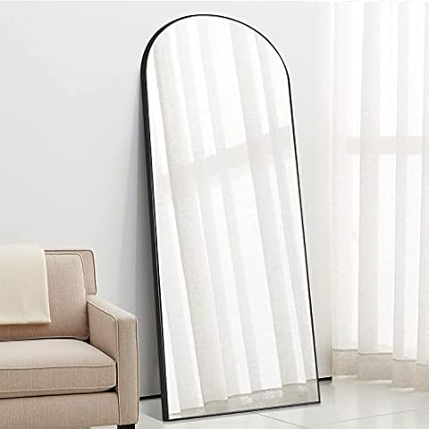 PexFix Arched Full Length Mirror Black, Floor Mirror, Standing Hanging or Leaning Against Wall Full Body Mirror Wall Mirror-64''x21'' Cover