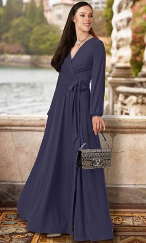 KOH KOH Womens 2025 Long Sleeve Sexy Slit Photoshoot Evening Fall Maxi Dress Gown4