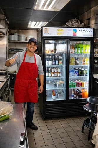 Image of Commercial Beverage Refrigerator Display Fridge, Two Glass Door Upright Drink Cooler with LED Light Adjustable Shelves,ETL Sanitation,18.5 Cu Ft,35.6 inch Wide(Hinge Door