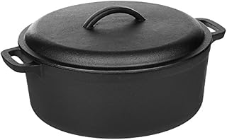 Amazon Basics Pre-Seasoned Cast Iron Dutch Oven with Dual Handles - 6.62 L