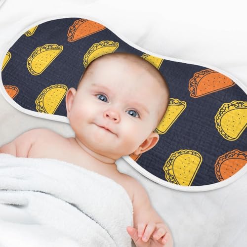 2 Pack Muslin Burp Cloths Taco Black Cotton Baby Burp Cloths Ultra Absorbent and Soft Thick Burping Cloth for Newborn Boys Girls 22"x11"4