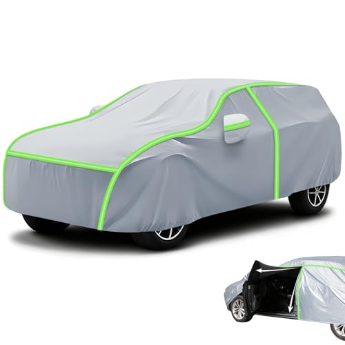 Car Cover for Honda Ballade Sports CR-X | 4075 x1695x1275 mm, Thermal Windproof Full Exterior Covers Oxford Cloth Breathable Outdoor Dust Cover with Zipper Door for SUV/Sedan