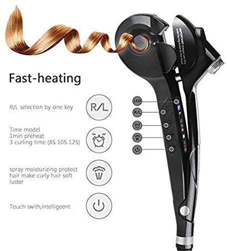 Automatic Hair Curler Machine, Perfect Curl Hair Curler for Women, Ceramic Auto Curling Iron with Adjustable Temperature & Timer, Anti-Tangle Curling Wand for Long & Short Hair, Salon Style Curls at Home (Black) 3