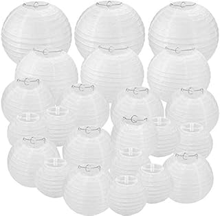 STARVAST 30 szt. Białe papierowe latarnie - Lampion z papieru kulkowego na wesela, urodziny, przyjęcia i imprezy - różne rozmiary okrągłe (4", 6", 8", 10", 12 ")