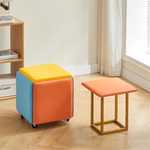 Banc carré polyvalent en cuir blanc modulable avec repose-pieds mobile