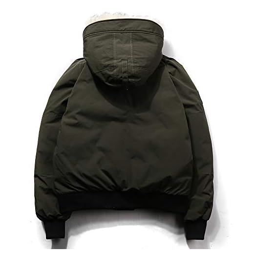 ZJTY utomhusjacka herr vinterjacka anka dun plussize tjock varm parkker avtagbar krage justerbar midja fleece huvjacka extrem herr jacka, armégrön, XXXXL