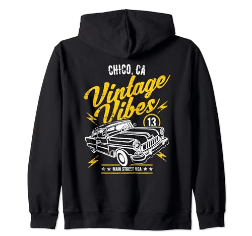 Chico CA USA - Coche clásico de estilo vintage, diseño desgastado Sudadera con Capucha