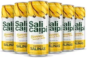 SALINAS Kit 6 Cachaça Salicaipi Banana Sensação Jambu 355ml – Drink Pronto Sabor Banana com Jambu 14% ABV