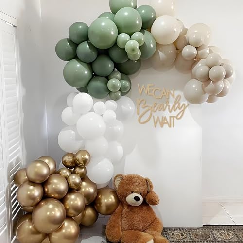 Image of We Can Bearly Wait Sign for Backdrop - Teddy Bear Themed Baby Party Banner Boy Girl Baby Shower Gender Reveal 1st Birthday Felt Letter Wall Decor Photography Background - Glitter Gold