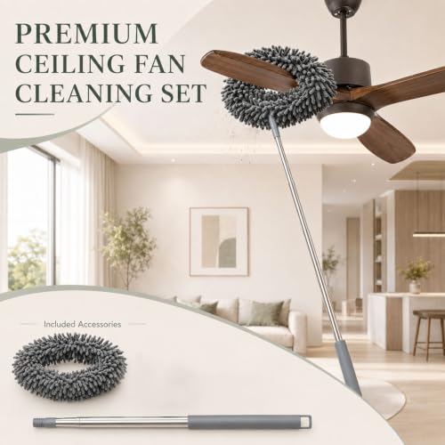 Image of Fan Cleaner Brush with Long Rod | Telescopic Fan Cleaning Mop Microfiber Dust Cleaner | Upto 2 Meter Extendable Duster for Home Cleaning Microfiber Duster for Cleaning of Home Kitchen Car Ceiling