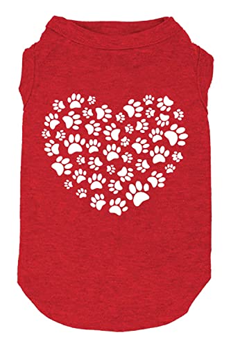 Dog Shirts Hearts Print Funny Graphic Small Large Dog Clothes Puppy Vest Gift for Dog Valentine's Day Apparel(Q-Red03,Small)