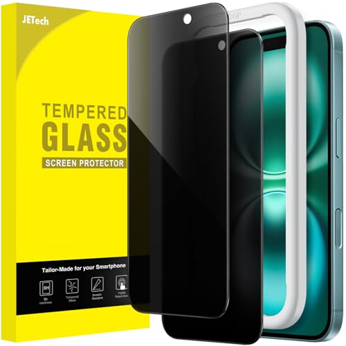 JETech Privacy Screen Protector for iPhone 16 Plus 6.7-Inch Anti-Spy Tempered Glass Film with Easy Installation Tool 2-Pack