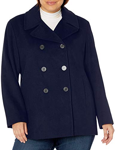 Calvin Klein Plus Sized Womens Double Breasted Peacoat, IND, 2X