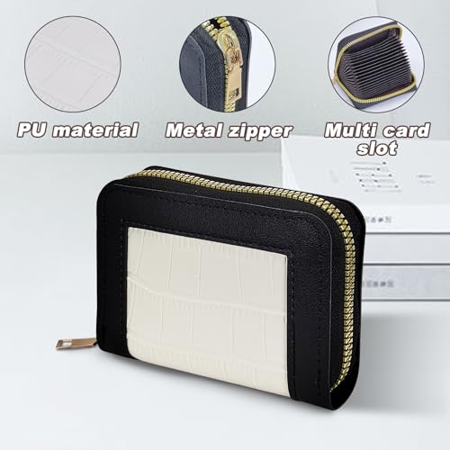 Wallets for Women, Crocodile Print Multi Card Organiser Card Wallets for Women Small Wallet with Zipper for Shopping Commuting Travelling (White)3