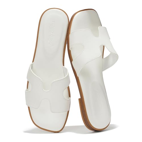 Image of Project Cloud 100% Genuine Leather Sandals for Women 2026 - Fashion Flat Womens Sandals with Memory Foam Insole Slides Sandals Women Footwear - Mules Women's Sandals (Jannel)