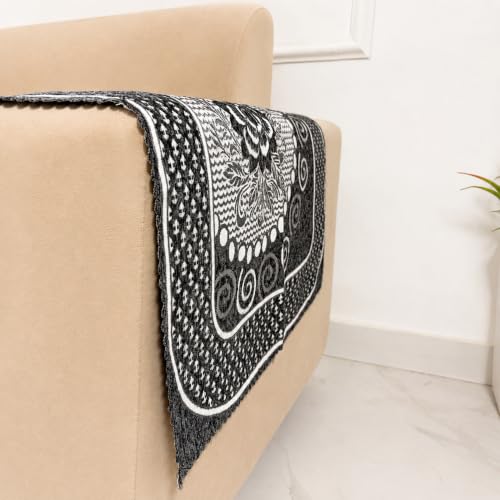 Image of Homerz Premium Chenille Fabric Sofa Cover | Soft, Durable & Dustproof | Decorative Couch Cover (Solitaire Grey, 2 pc Armrest, Armrest)