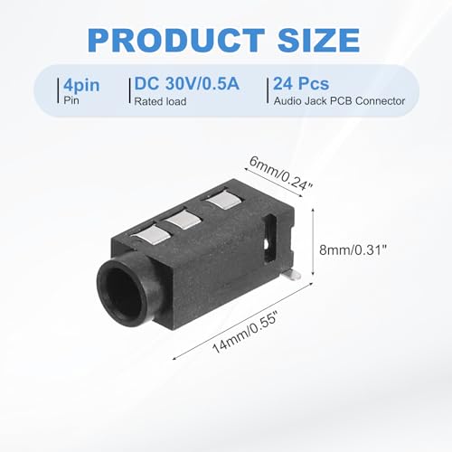 uxcell 16 piezas conector jack estéreo 3.5mm 4 pines hembra miniatura 2