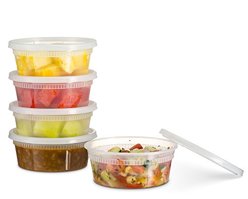 Basix [48 Count 8 Oz Combo] Disposable Plastic Deli Food Storage Containers With Plastic Lids, Leakproof, Great For Meal Prep, Picnic, Take Out, Traveling, Fruits, Snack, Or Liquids #TOP6
