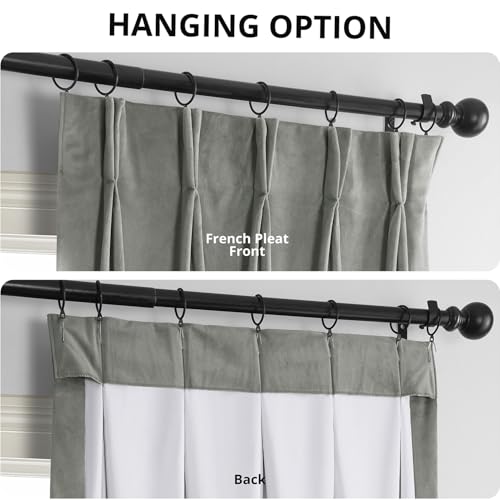 Image of HPD Half Price Drapes Velvet Blackout Curtains /Drapes - 120 Inches Long 1 Panel Blackout Curtain Signature Pleated For Living Room & Bedroom - 25W X 120L, Silver Grey