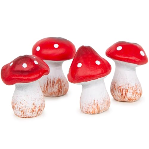 Logbuch-Verlag 4 kleine Fliegenpilze Waldpilz Dekofiguren aus Ton rot...
