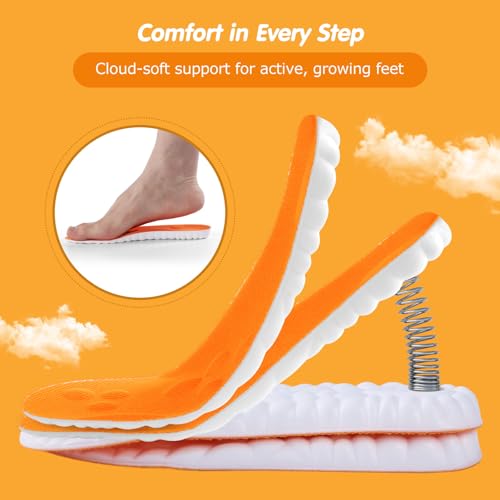 Image of 4D Cloud-Soft Comfort Insoles for Kids and Youth - Trim-to-Fit Insoles with Arch Support and Shock Absorption - Breathable Memory Foam Kids Shoe Inserts Designed for Growing Feet (US Youth 1.5Y -2.5Y)