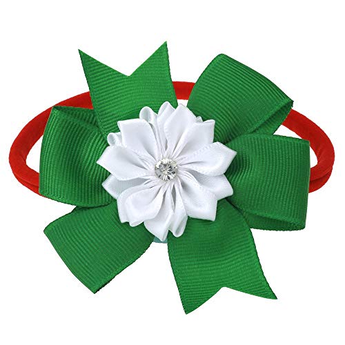Miuion Baby Girl Nylon Christmas Headbands/Green Red White Sequin Bowknot - Pack Of 3 (Satin Flower Set) #TOP5