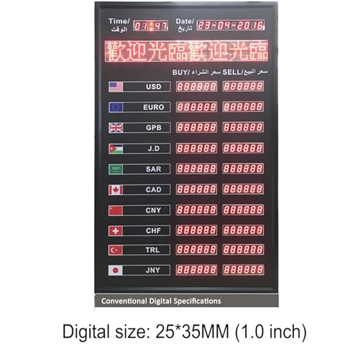 Image of LED Electronic Exchange Rate Display Board, 10 Countries World Exchange Rate Clock, with Remote Control,for Banks