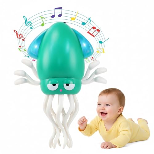 Image of Dancing Squid Baby Toy - Crawling Octopus Musical Toy Early Education Gift for 0-6 6-12 24 36 Month 1-3 Yr Old Birthday Gift - Infants Sensing Game Encourage Tummy Time & Walking Lights Up Childhood