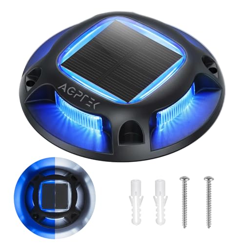 AGPTEK Solar Driveway Lights Outdoor 1 Pack, 2 Color Modes LED Deck Dock...