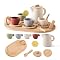 14-Piece Wooden Tea Party Set For Toddlers - Silicone Teapot & Cups, Carrying Tray, Pretend Play Toys For Kids 3+