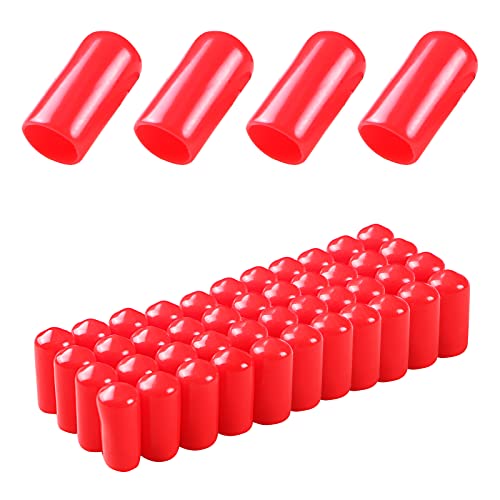 Rubber Round End Cap Cover 0.18 Inch (4.5mm) Screw Thread Protectors PVC Flexible Tubing Pipe Protective Bolt Screw Thread Protector Safety Cover | for Pipe Post Tubing Rod Cover 100 Pcs (Red)