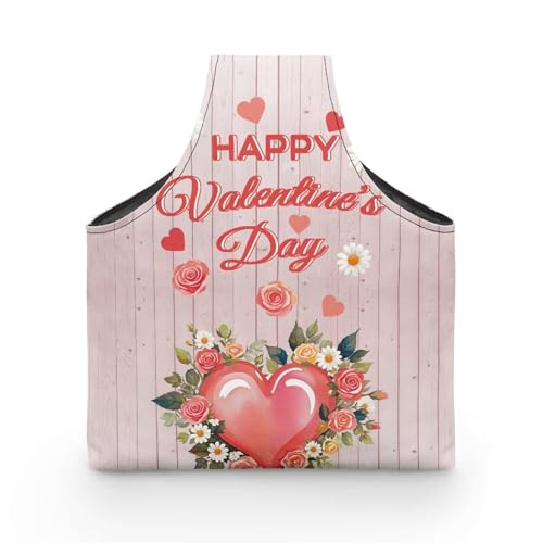 Image of KUIFORTI Heart Romantic Yarn Bag Crochet Tote Bag Wood Print Yarn Storage Organizer Travel Wrist Tote for Crocheting Lightweight for Knitting Accessories