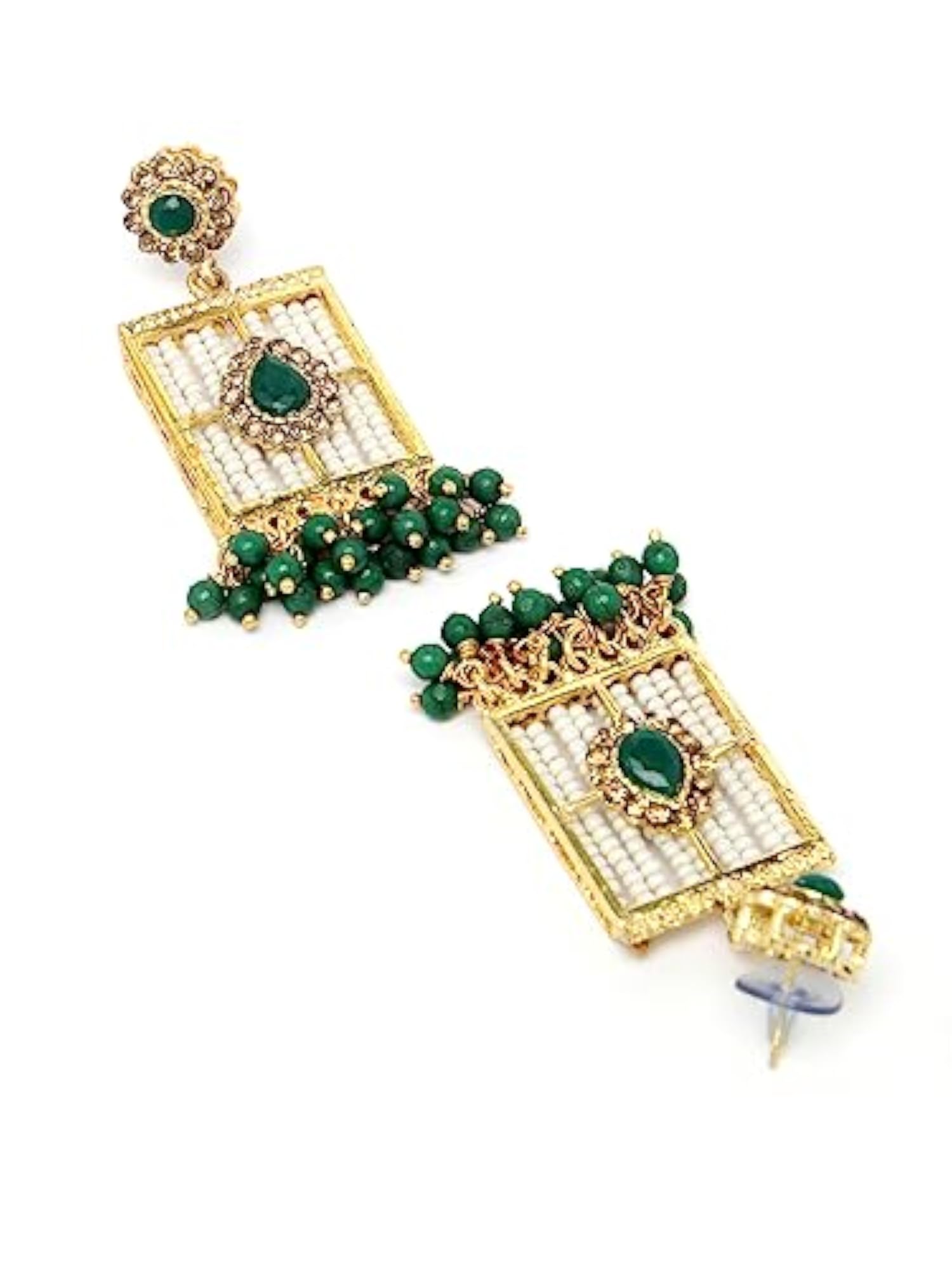 Squared Beads Choker Necklace Set with Earring and Maangtika