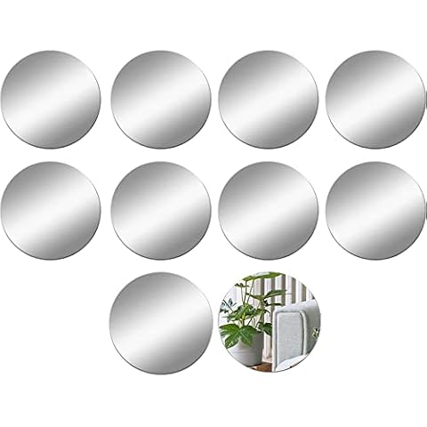 ZESABGE 10 Stück Acryl Runde Spiegel 15cm Abnehmbarer Spiegelfliesen Selbstklebend Cover