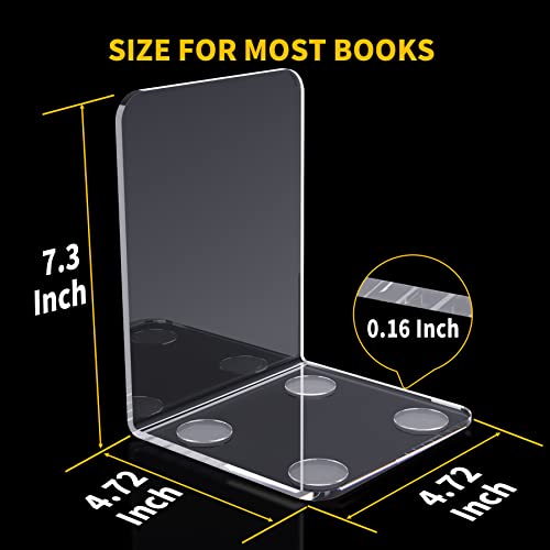 Clear Acrylic Book Ends, 4 Pcs Heavy Duty Non-Skid Bookends For Shelves/Desk, Office Home Book Stopper For Book, Video Games, Cds #TOP1