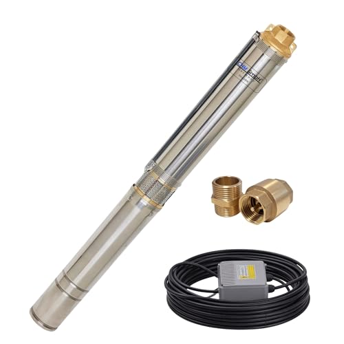 CHM GmbH® Tiefbrunnenpumpe 3 Zoll 550 Watt 2780 l/h 6,1 Bar Druck 20m Kabel Brunnenpumpe 5% sandverträglich