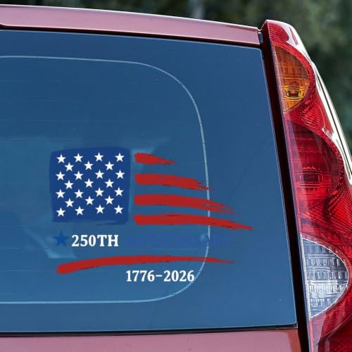 Image of 2pcs 250th Anniversary America 1776-2026 Car Window Decals American Flag | Sticker 1776-2026 American Flag Patriotic Eagle Vinyl Decal for Car Truck Bumper Laptop Window Decor 10 inch 10 inch