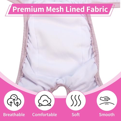 Image of Washable Female Dog Diapers for Small Dogs,Pack of 4 Reusable Puppy Diapers Super Absorbent Dogs Pants in Period,Heat Cycle,Incontinence,Excitable Urination,Medium